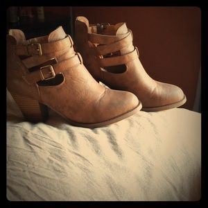 Just Fab Brown Heeled Booties